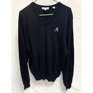 Peter Millar Men's Golf 100% Black Merino Wool Old Money Sweater XL Palm Tree